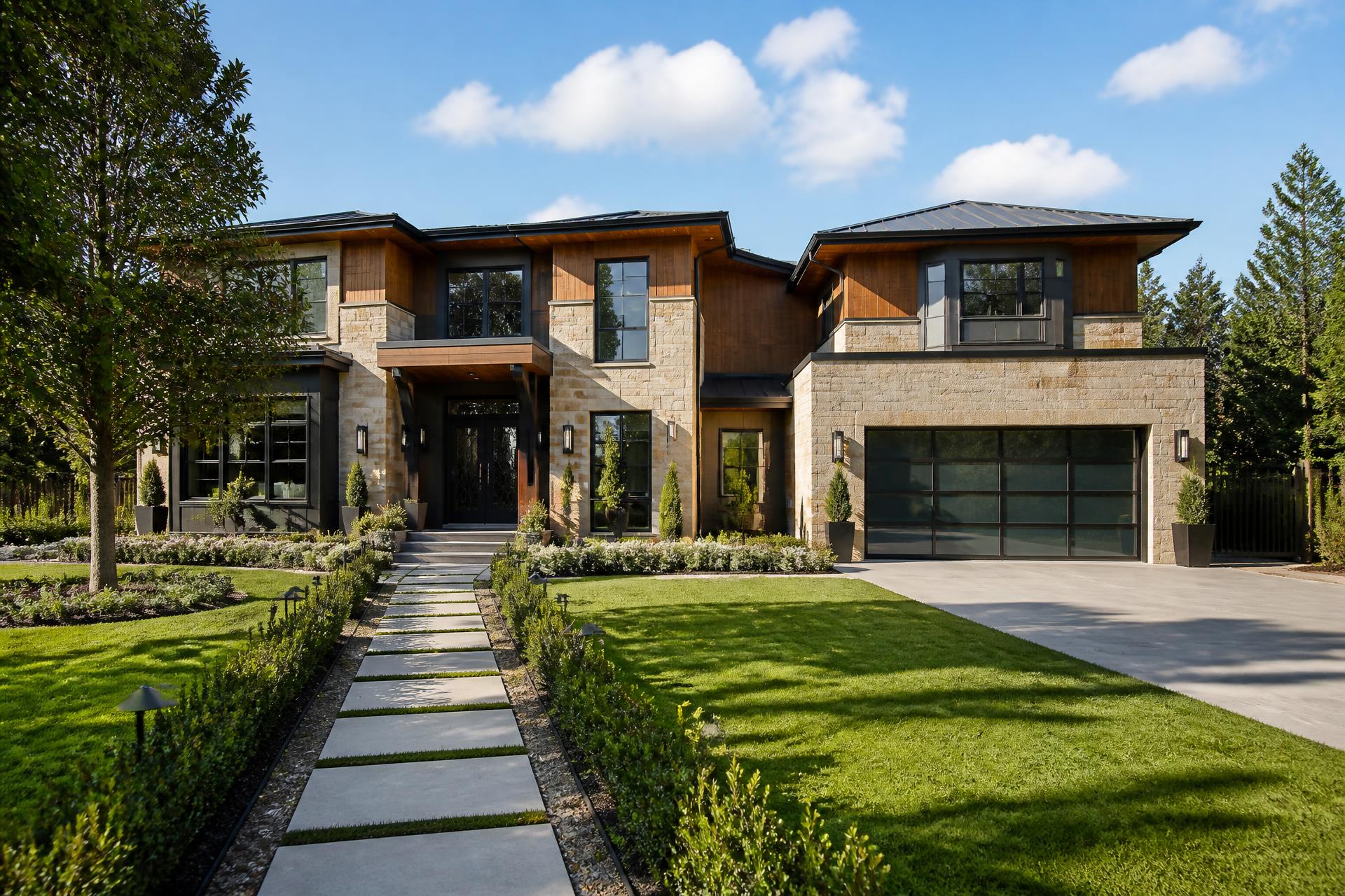 Luxury modern home at dusk